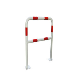 Barrière sécurité Viso acier avec platine et fixations - tube Ø 40 mm - rouge/blanc