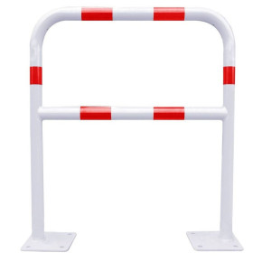 Barrière sécurité Viso avec platine et fixations - tube Ø 40 mm - rouge/blanc L 1500 x H1000 mm