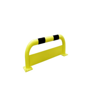 Barrière de protection Viso acier avec platine et plaque anti-encastrement - tube Ø 76mm - noir/jaune L 1000 x H 350 mm